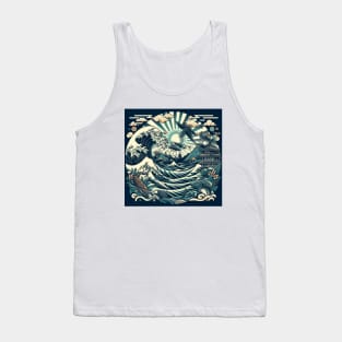 The Sea Wave and Fish in Japanese Tank Top